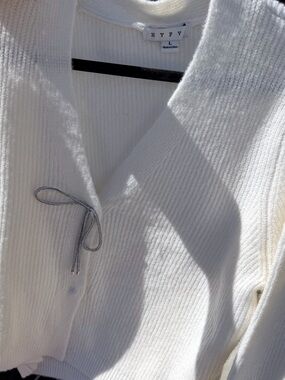 HYFVE Cream Ribbed V-Neck Tie-Front Cardigan